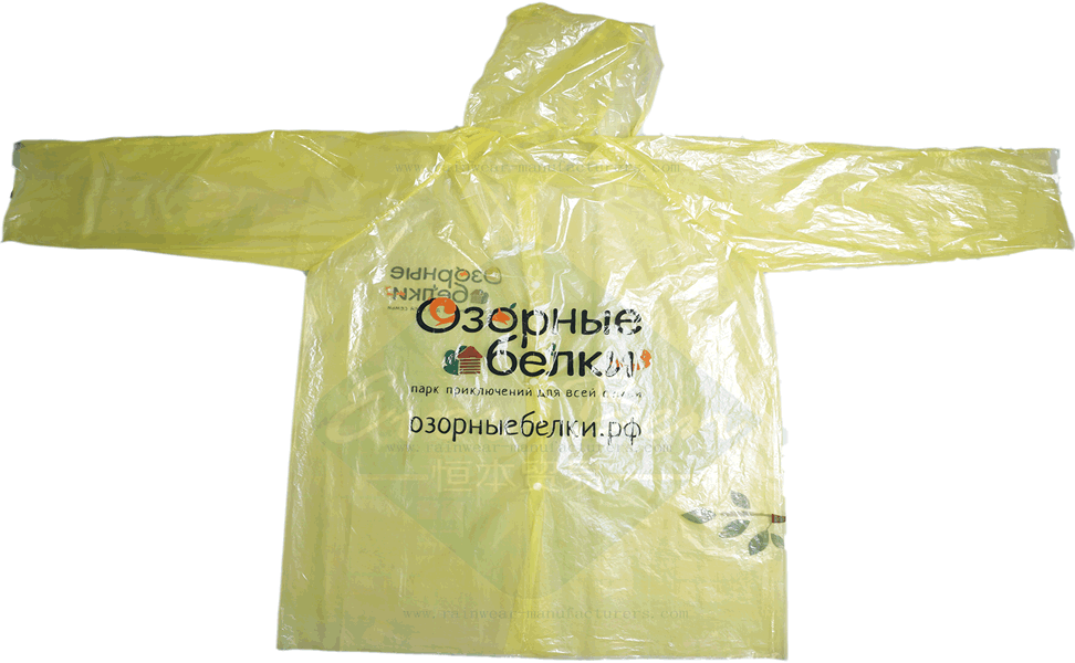 Yellow disposable raincoat manufacturer-emergency boys rain coats bulk supplier